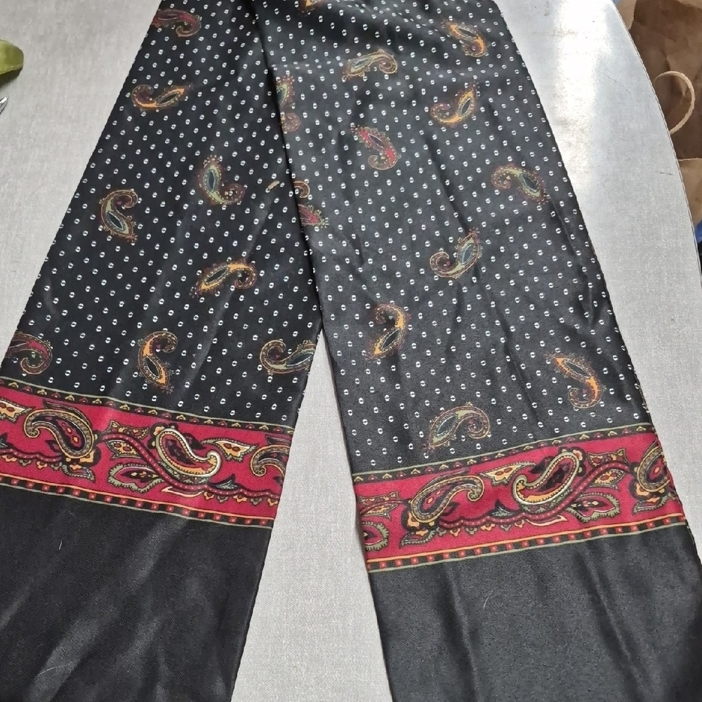 Vintage Men Women Kids Paisley Patterned Black Scarf
